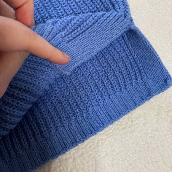 Talbots Cotton Knit Sweater Mock Neck Ribbed Pullover Casual Blue XL long sleeve - Picture 5 of 8